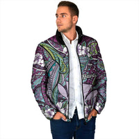 Personalised Hawaii Tribal Humpback Whale Padded Jacket Poni Hibiscus Seamless Pattern