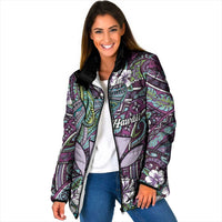 Personalised Hawaii Tribal Humpback Whale Padded Jacket Poni Hibiscus Seamless Pattern