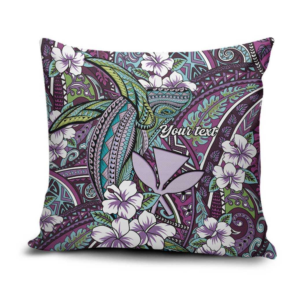 Personalised Hawaii Tribal Humpback Whale Pillow Cover Poni Hibiscus Seamless Pattern LT9 Purple - Polynesian Pride
