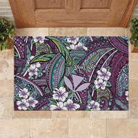 Personalised Hawaii Tribal Humpback Whale Rubber Doormat Poni Hibiscus Seamless Pattern