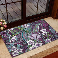 Personalised Hawaii Tribal Humpback Whale Rubber Doormat Poni Hibiscus Seamless Pattern