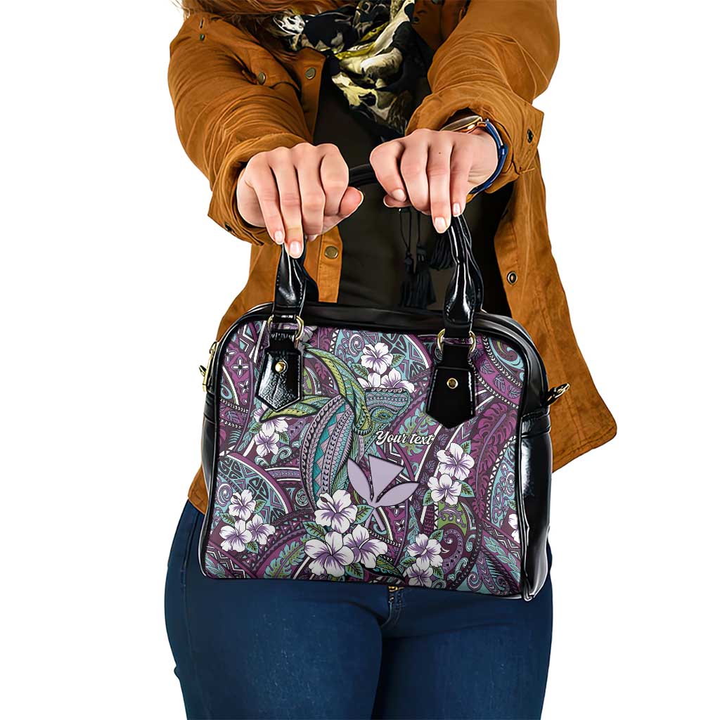 Personalised Hawaii Tribal Humpback Whale Shoulder Handbag Poni Hibiscus Seamless Pattern
