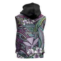 Personalised Hawaii Tribal Humpback Whale Sleeveless Hoodie Poni Hibiscus Seamless Pattern