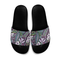 Personalised Hawaii Tribal Humpback Whale Slide Sandals Poni Hibiscus Seamless Pattern
