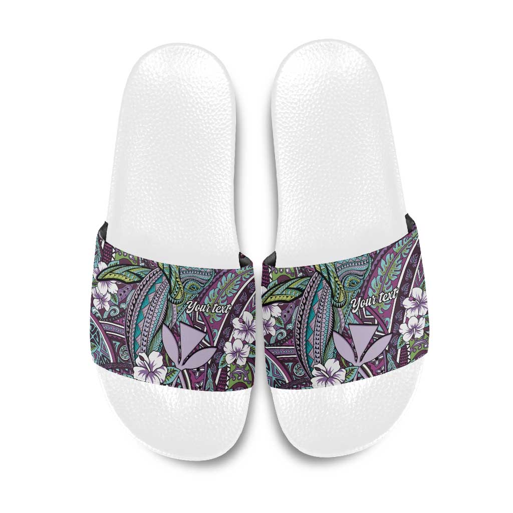 Personalised Hawaii Tribal Humpback Whale Slide Sandals Poni Hibiscus Seamless Pattern