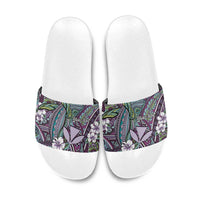 Personalised Hawaii Tribal Humpback Whale Slide Sandals Poni Hibiscus Seamless Pattern