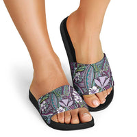 Personalised Hawaii Tribal Humpback Whale Slide Sandals Poni Hibiscus Seamless Pattern