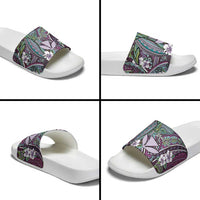 Personalised Hawaii Tribal Humpback Whale Slide Sandals Poni Hibiscus Seamless Pattern