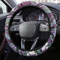 Hawaii Tribal Humpback Whale Steering Wheel Cover Poni Hibiscus Seamless Pattern