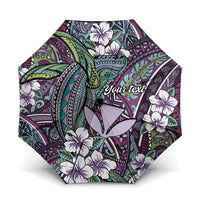 Personalised Hawaii Tribal Humpback Whale Umbrella Poni Hibiscus Seamless Pattern LT9 One Size Folded 11.42 inch Opened Diameter 37.4 inch Purple - Polynesian Pride