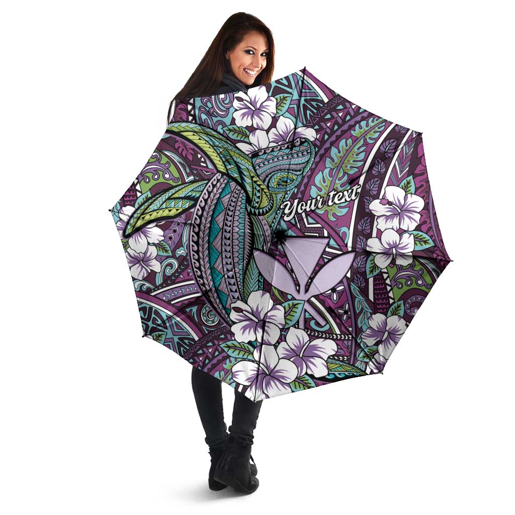 Personalised Hawaii Tribal Humpback Whale Umbrella Poni Hibiscus Seamless Pattern LT9 - Polynesian Pride