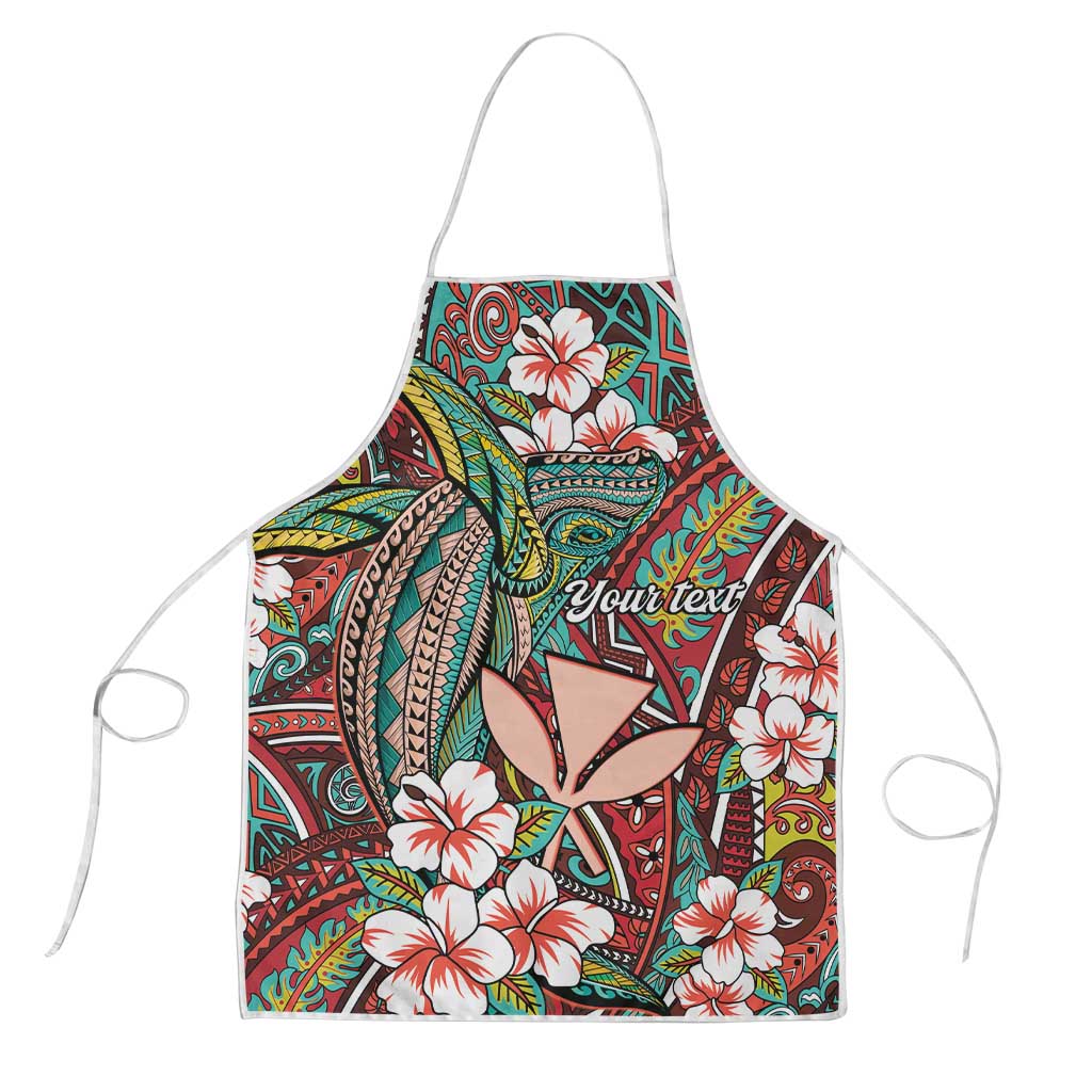 Personalised Hawaii Tribal Humpback Whale Apron Ulaula Hibiscus Seamless Pattern