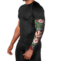 Personalised Hawaii Tribal Humpback Whale Arm Sleeves Ulaula Hibiscus Seamless Pattern