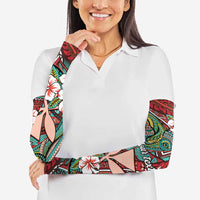 Personalised Hawaii Tribal Humpback Whale Arm Sleeves Ulaula Hibiscus Seamless Pattern