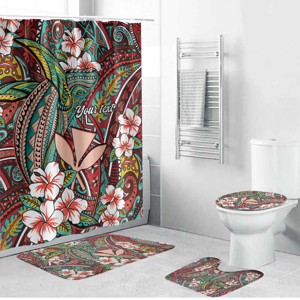 Personalised Hawaii Tribal Humpback Whale Bathroom Set Ulaula Hibiscus Seamless Pattern