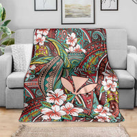 Personalised Hawaii Tribal Humpback Whale Blanket Ulaula Hibiscus Seamless Pattern