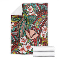 Personalised Hawaii Tribal Humpback Whale Blanket Ulaula Hibiscus Seamless Pattern