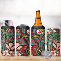 Personalised Hawaii Tribal Humpback Whale 4 in 1 Can Cooler Tumbler Ulaula Hibiscus Seamless Pattern