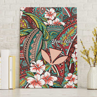 Personalised Hawaii Tribal Humpback Whale Canvas Wall Art Ulaula Hibiscus Seamless Pattern