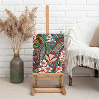Personalised Hawaii Tribal Humpback Whale Canvas Wall Art Ulaula Hibiscus Seamless Pattern