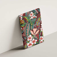 Personalised Hawaii Tribal Humpback Whale Canvas Wall Art Ulaula Hibiscus Seamless Pattern