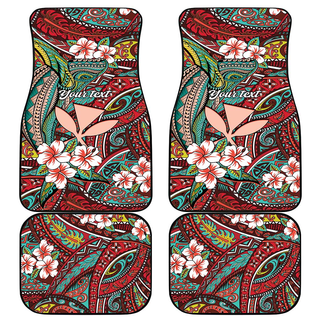 Personalised Hawaii Tribal Humpback Whale Car Mats Ulaula Hibiscus Seamless Pattern LT9 - Polynesian Pride