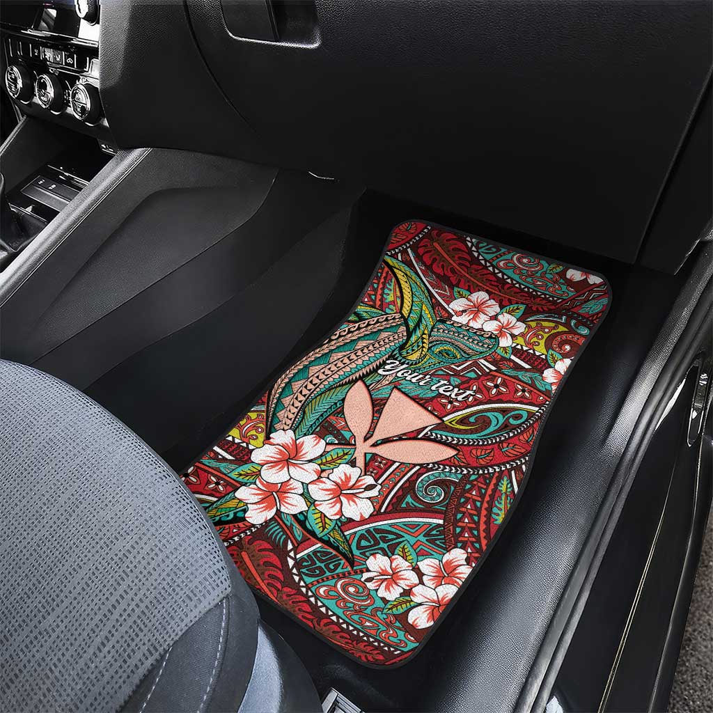 Personalised Hawaii Tribal Humpback Whale Car Mats Ulaula Hibiscus Seamless Pattern LT9 - Polynesian Pride