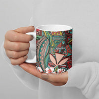 Personalised Hawaii Tribal Humpback Whale Ceramic Mug Ulaula Hibiscus Seamless Pattern