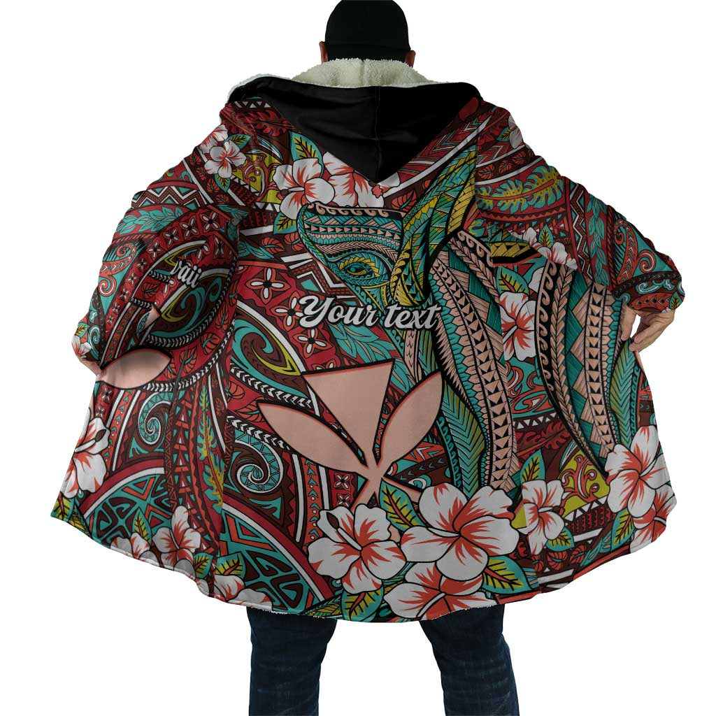 Personalised Hawaii Tribal Humpback Whale Cloak Ulaula Hibiscus Seamless Pattern