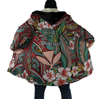 Personalised Hawaii Tribal Humpback Whale Cloak Ulaula Hibiscus Seamless Pattern