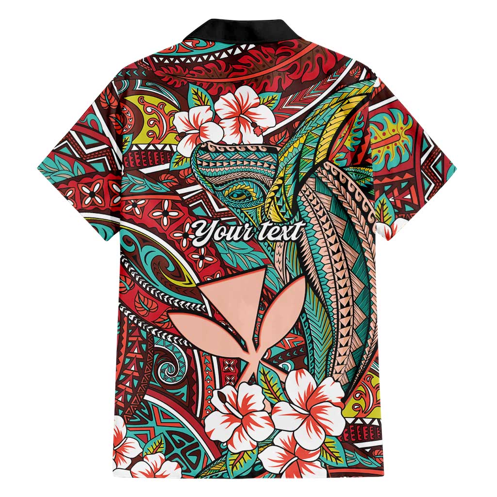 Personalised Hawaii Tribal Humpback Whale Family Matching Off Shoulder Short Dress and Hawaiian Shirt Ulaula Hibiscus Seamless Pattern LT9 - Polynesian Pride
