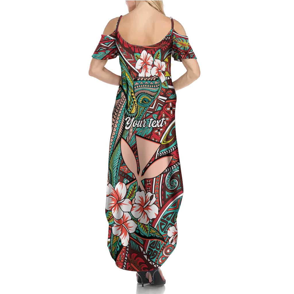 Personalised Hawaii Tribal Humpback Whale Family Matching Summer Maxi Dress and Hawaiian Shirt Ulaula Hibiscus Seamless Pattern LT9 - Polynesian Pride