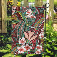Personalised Hawaii Tribal Humpback Whale Garden Flag Ulaula Hibiscus Seamless Pattern
