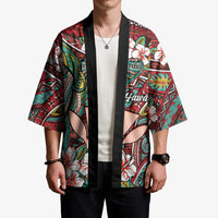 Personalised Hawaii Tribal Humpback Whale Kimono Ulaula Hibiscus Seamless Pattern