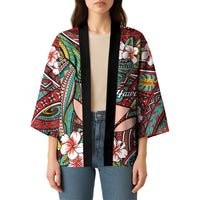 Personalised Hawaii Tribal Humpback Whale Kimono Ulaula Hibiscus Seamless Pattern