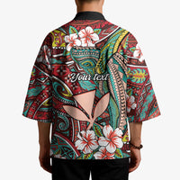 Personalised Hawaii Tribal Humpback Whale Kimono Ulaula Hibiscus Seamless Pattern