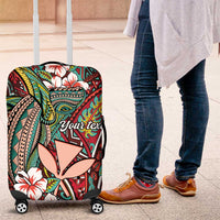 Personalised Hawaii Tribal Humpback Whale Luggage Cover Ulaula Hibiscus Seamless Pattern