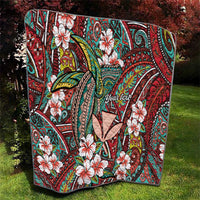 Personalised Hawaii Tribal Humpback Whale Quilt Ulaula Hibiscus Seamless Pattern