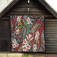 Personalised Hawaii Tribal Humpback Whale Quilt Ulaula Hibiscus Seamless Pattern