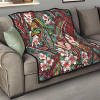 Personalised Hawaii Tribal Humpback Whale Quilt Ulaula Hibiscus Seamless Pattern