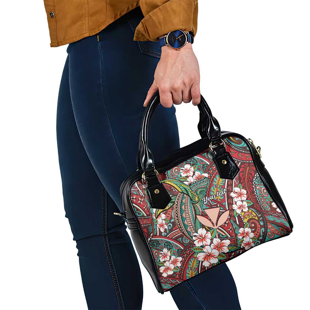 Personalised Hawaii Tribal Humpback Whale Shoulder Handbag Ulaula Hibiscus Seamless Pattern LT9 - Polynesian Pride