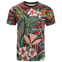 Personalised Hawaii Tribal Humpback Whale T Shirt Ulaula Hibiscus Seamless Pattern LT9 Red - Polynesian Pride