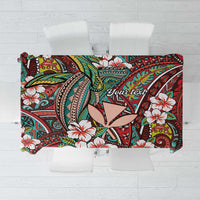 Personalised Hawaii Tribal Humpback Whale Tablecloth Ulaula Hibiscus Seamless Pattern