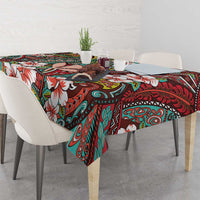 Personalised Hawaii Tribal Humpback Whale Tablecloth Ulaula Hibiscus Seamless Pattern