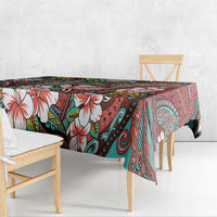 Personalised Hawaii Tribal Humpback Whale Tablecloth Ulaula Hibiscus Seamless Pattern