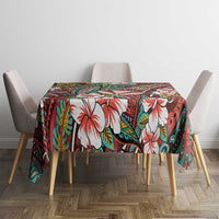 Personalised Hawaii Tribal Humpback Whale Tablecloth Ulaula Hibiscus Seamless Pattern