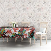 Personalised Hawaii Tribal Humpback Whale Tablecloth Ulaula Hibiscus Seamless Pattern