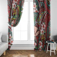 Personalised Hawaii Tribal Humpback Whale Window Curtain Ulaula Hibiscus Seamless Pattern