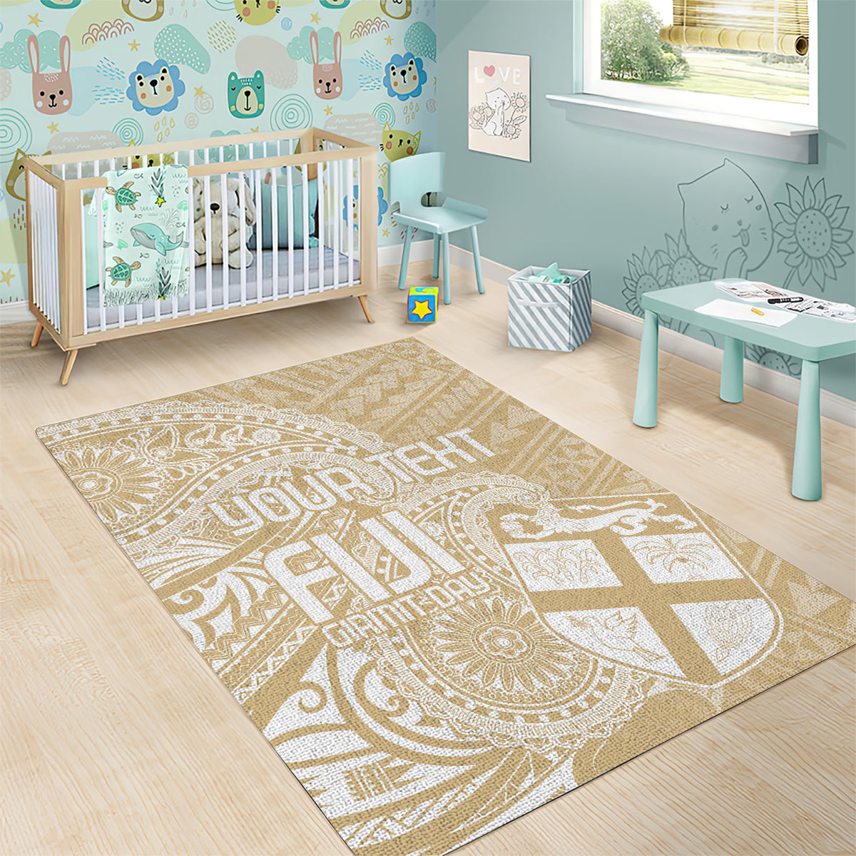 Custom Indo Fijians Area Rug Fiji ke Hindustani Polyneisan Paisley Beige Style