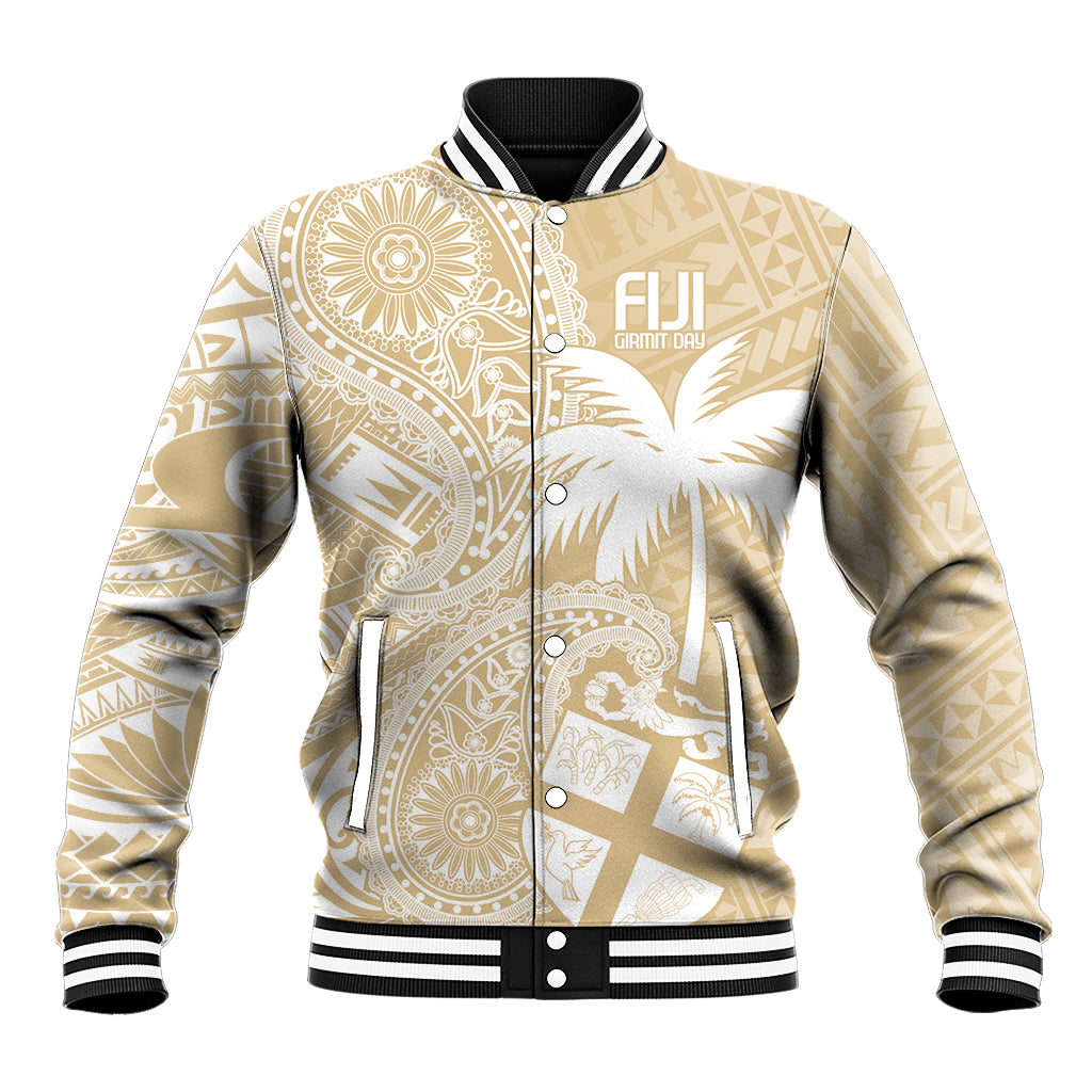 Custom Indo Fijians Baseball Jacket Fiji ke Hindustani Polyneisan Paisley Beige Style